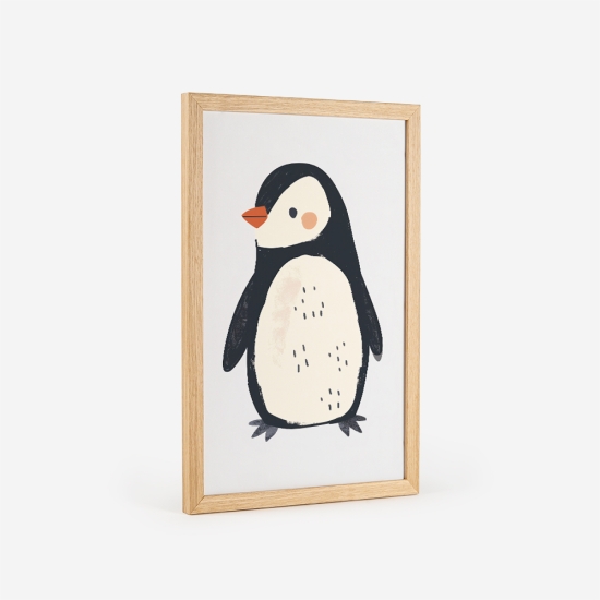 Poster de um pinguim preto e branco, perfeito para decoração de quartos de bebé e crianças. 3